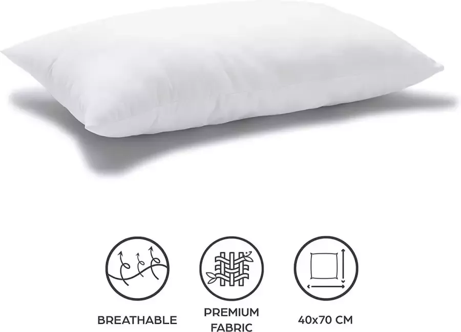 Kussen voor bed 40 x 70 cm Hoofdkussen Set van 2 binnenkussens hypoallergene anti-mijt zachte kussenvulling met kussensloop katoen en polyester. Afneembaar en wasbaar slaapkussen voor in huis hotel