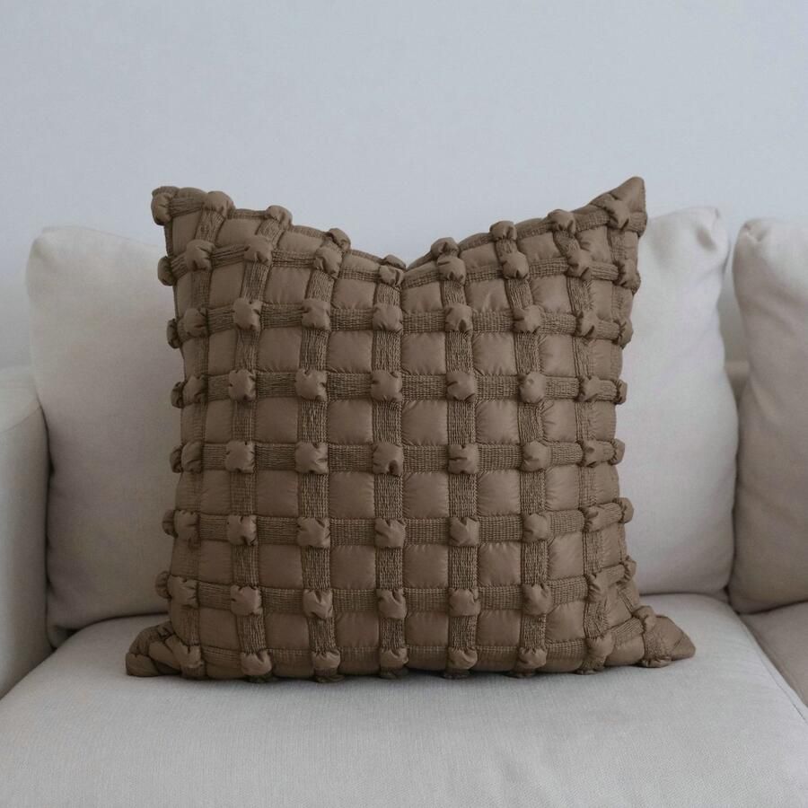 Kussenhoes 1 verpakking Plaid vierkante kussenhoes Zachte en donzige plaid kussensloop Decoratieve kussenhoes Geschikt voor slaapbank stoel woondecoratie 45x45cm Donkerbruin