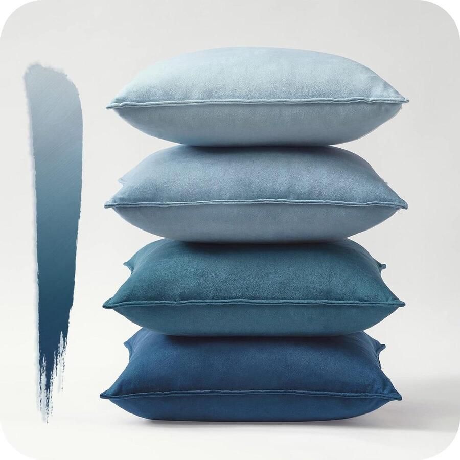 Kussenhoes 40 x 40 cm blauw decoratie voor woonkamer kinderkamer baby's 4 stuks zacht fluweel voor bank bed bureaustoel Scandinavisch dubbelzijdig effen tuin decoratie