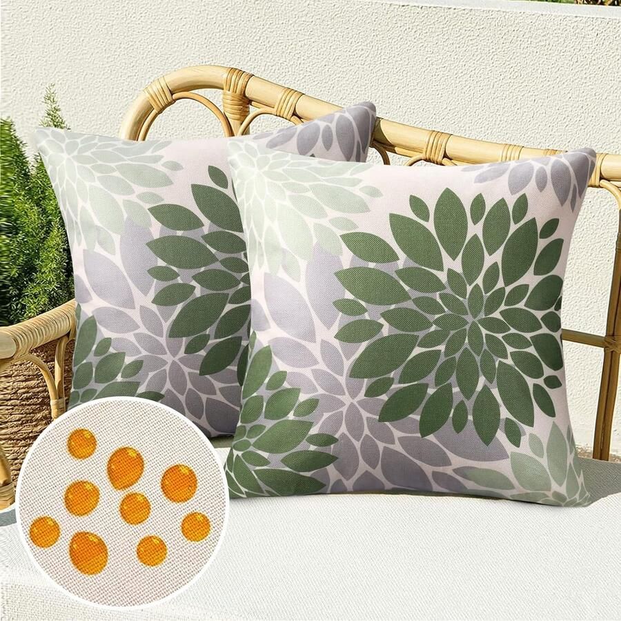 Kussenhoes 40 x 40 cm lente zomer groen waterdicht bankkussen sierkussen kussenhoes linnen outdoor kussen bloemen boho decoratie sierkussen voor bank woonkamer set van 2