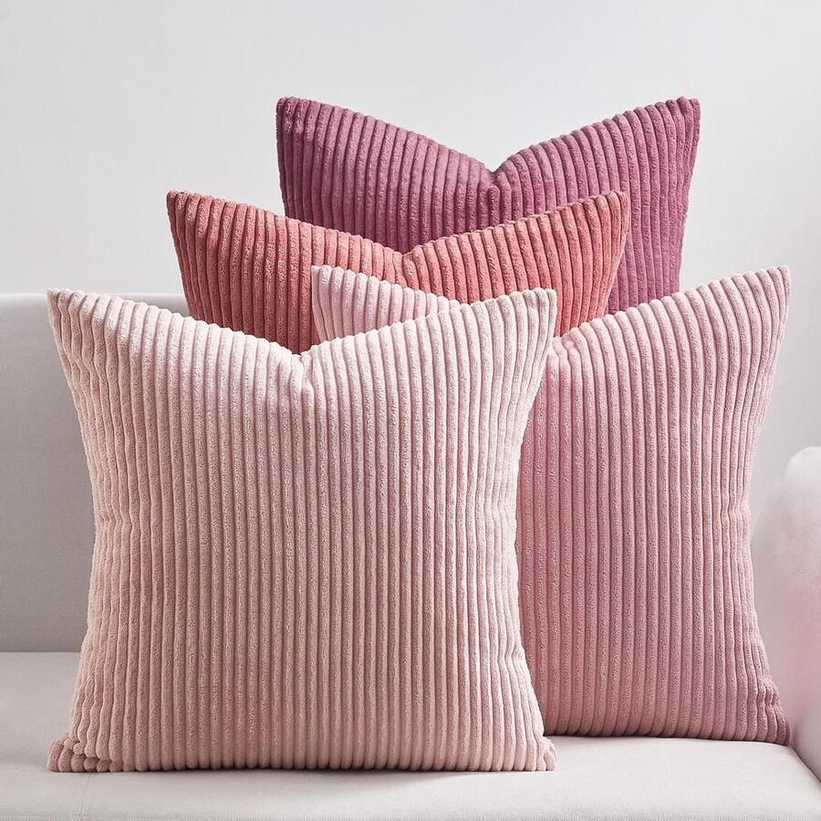 Kussenhoes 40x40 cm paars roze corduroy decoratief kussen bank fauteuil woonkamer slaapkamer dopamine binnenkussen 40x40