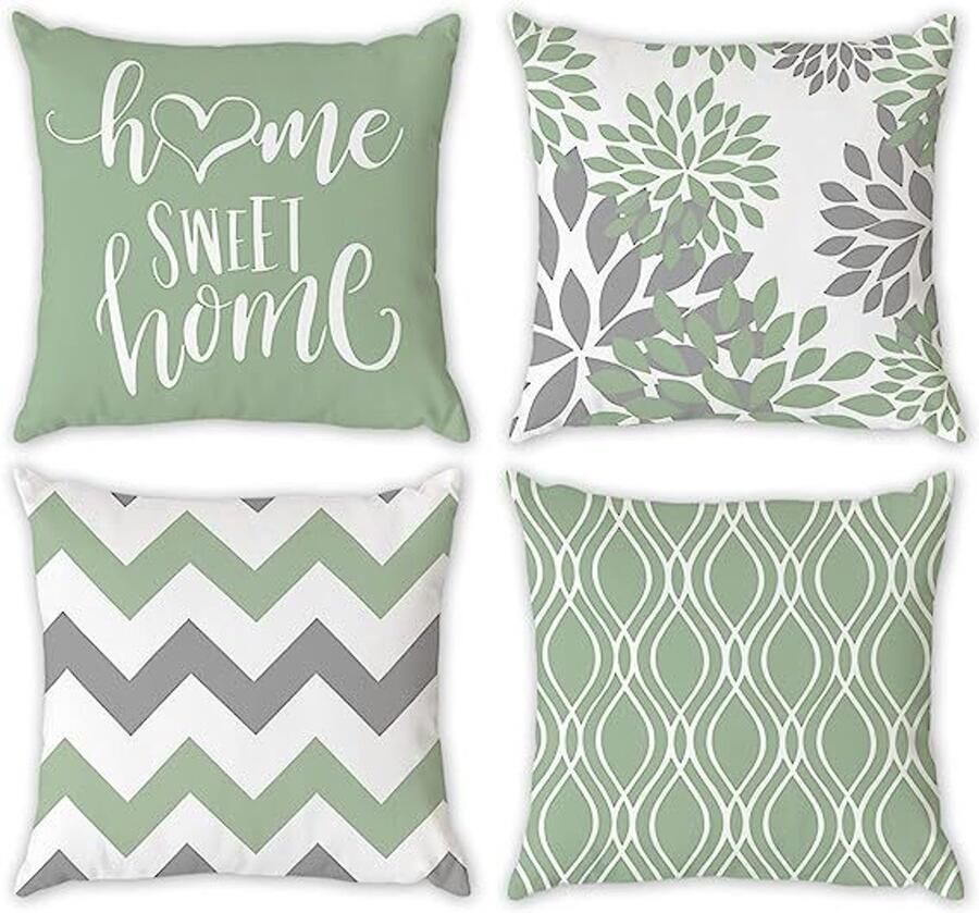 Kussenhoes 45 x 45 cm set van 4 decoratieve kussenhoezen voor buiten decoratief linnen kussen voor slaapkamer bank stoel bed tuin (alleen kussensloop) - Foto 13