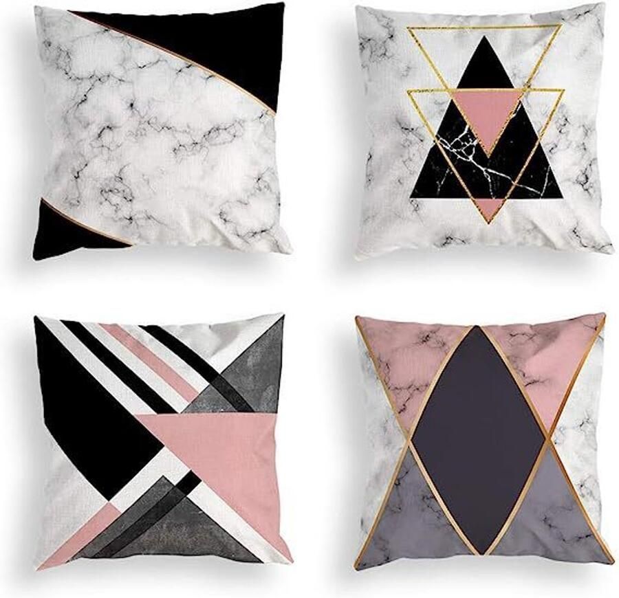 Kussenhoes 45 x 45 cm set van 4 decoratieve kussenhoezen voor buiten decoratief linnen kussen voor slaapkamer bank stoel bed tuin (alleen kussensloop) - Foto 14