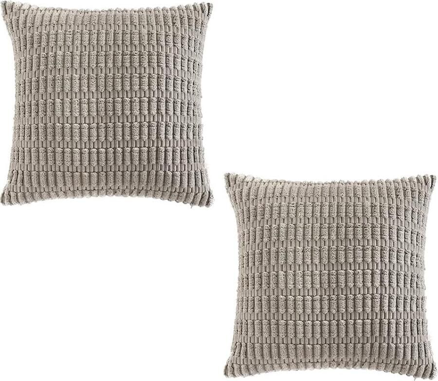 Kussenhoes 45x45 cm polyester effen kleur Grijs 1 Stuk Geen kern kussenhoes van corduroy Gooi kussensloop Geschikt voor slaapbank in de woonkamer Machinewasbaar Leuke vierkante sierkussenhoes