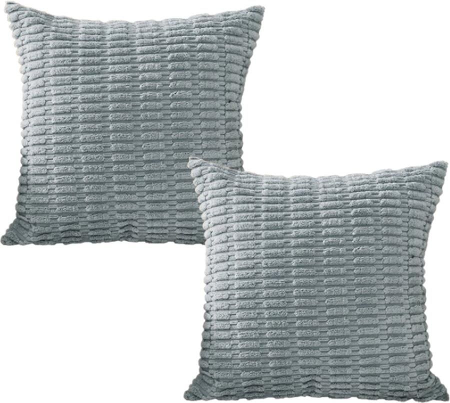 Kussenhoes 45x45 cm polyester effen kleur lichtblauw 1 Stuk Geen kern kussenhoes van corduroy Gooi kussensloop Geschikt voor slaapbank in de woonkamer Machinewasbaar Leuke vierkante sierkussenhoes