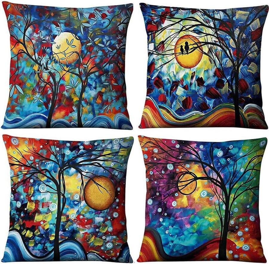 Kussenhoes 50 x 50 cm geeloranje voordeelset van 4 fluwelen kussenhoezen voor bank decoratieve kussenhoezen knuffelige kussenhoes decoratie voor woonkamer bed herfst winter kleurverloop