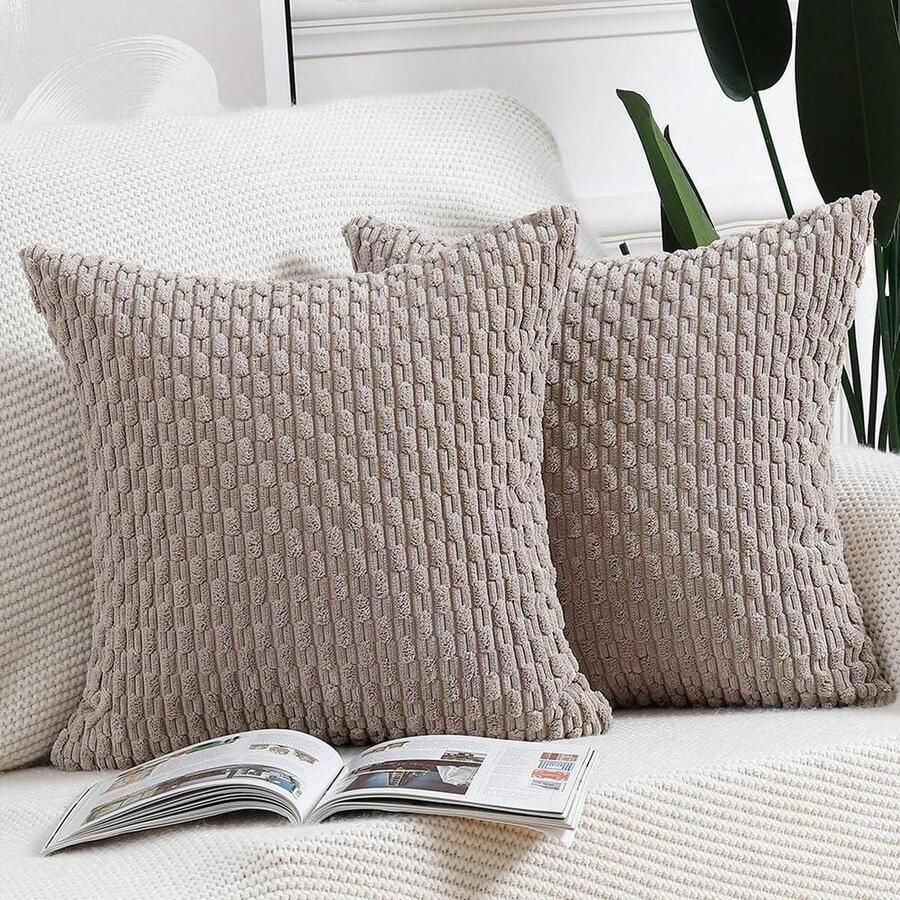 Kussenhoes 50x60 Corduroy Boho Taupe Decoratieve Kussenomslag Set van 2 Zacht Bank Slaapkamer kussenhoes 50x60