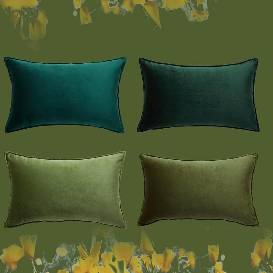 Kussenhoes 50x60 fluweel groen kleurverloop sierkussen-hoes set van 4 stuks decoratie bank slaapkamer Topfine. kussenhoes 50x60