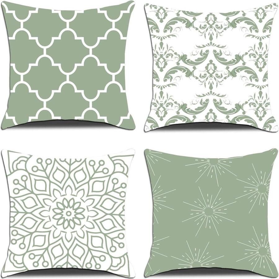 Kussenhoes 50x60 Groene Fluwelen Sierkussenslopen Dubbele Print 4 Stuks Voor Sofa Stoel Terras Tuin Auto Woonkamer Bench. kussenhoes 50x60