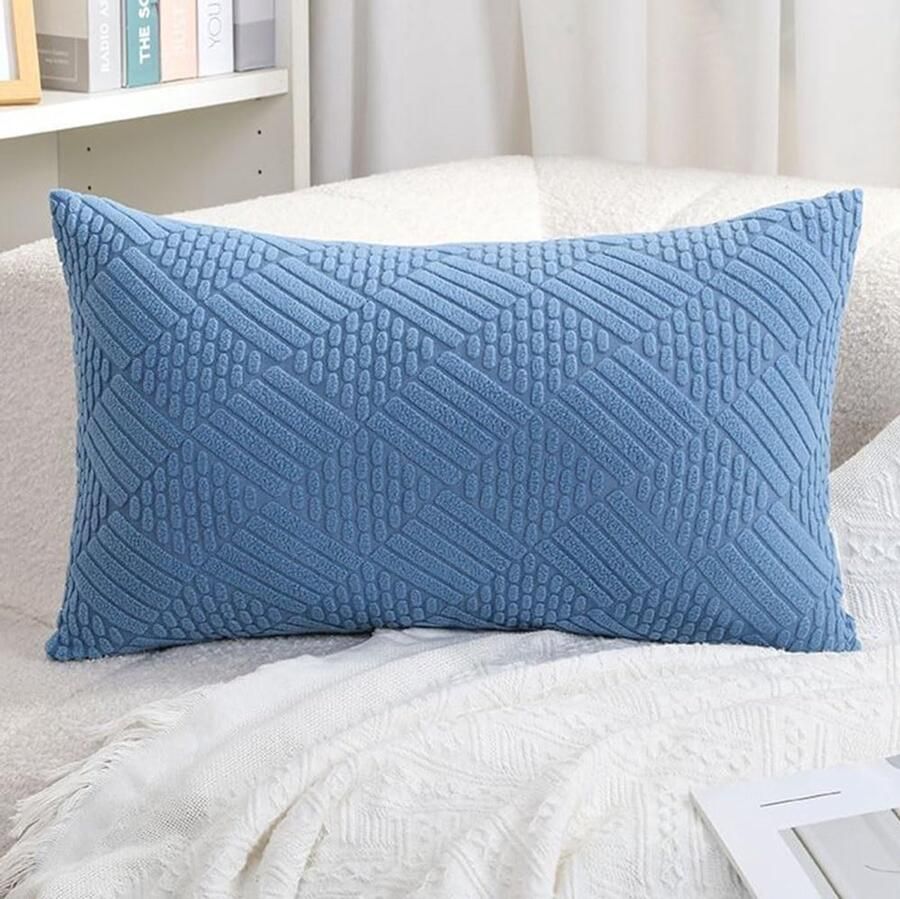 Furnibella -Kussenhoes 50x70 cm – Lake Blue – Zachte Fluwelen Sierkussenhoes – Met Ritssluiting – Voor Bank Bed of Decoratieve Styling – 1 Stuk