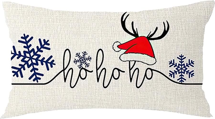 Kussenhoes Kerstkussenhoezen 30x50 cm met verborgen ritssluiting 1 stuks voor bank of bed wit