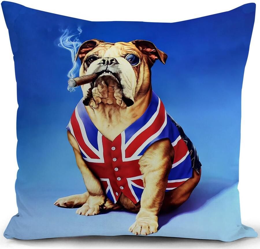 Kussenhoes met Franse bulldog Union Jack kussendecoratie cadeaus voor vrouwen bankkussens kussenhoezen decoratieve kussens bankkussens kussenhoes bank slaapkamer woonkamer decoratief kussen 40x40cm
