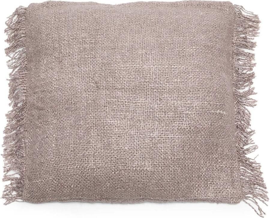 Rootz Living Rootz Kussenhoes Parelgrijs Boho Kussensloop Getextureerd Kussen Handgemaakte stijl 60cm x 60cm