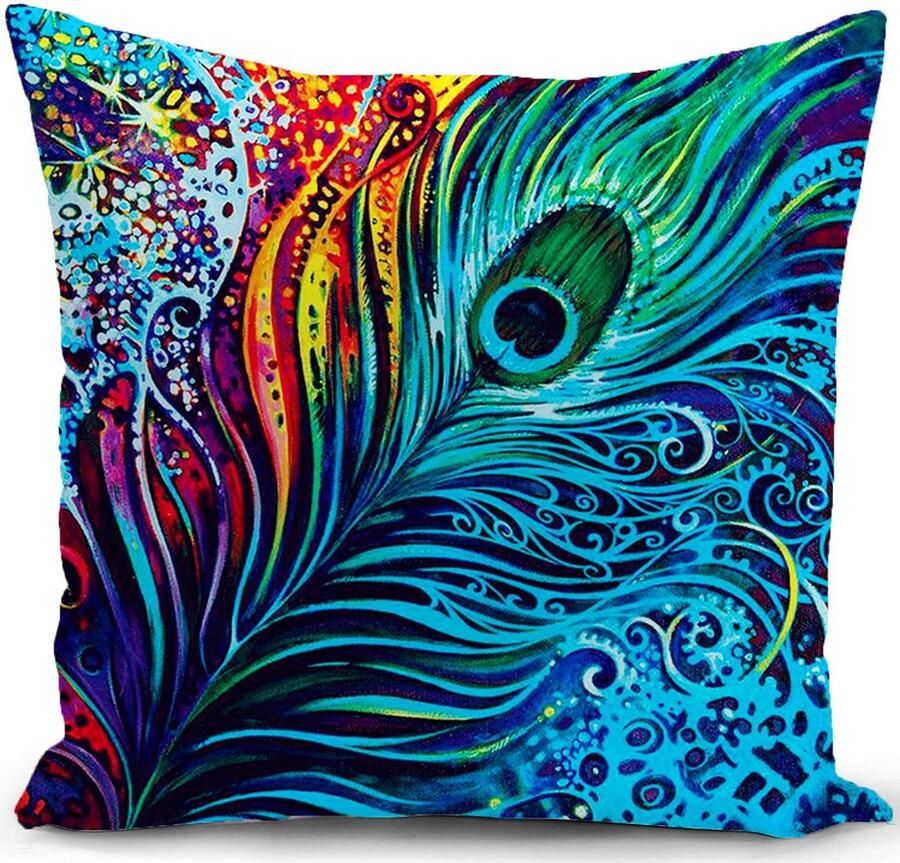 Kussenhoes pauw blauw kussen decoratie cadeaus pauw voor bank kussens kussenhoezen pauwenveren decoratief kussen bankkussen kussenhoes bank slaapkamer woonkamer kamer decoratief kussen 40x40 cm