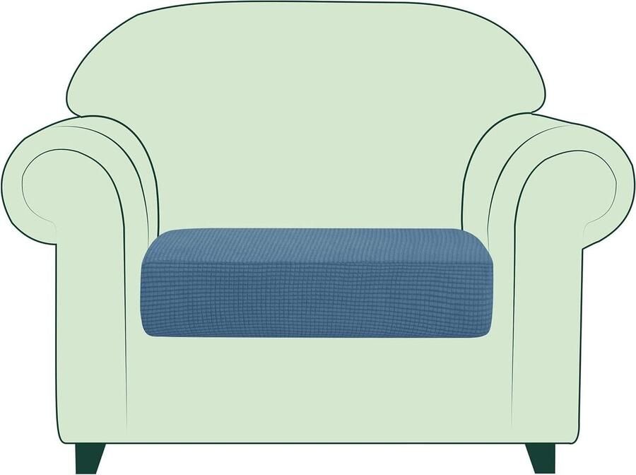 Kussenhoes Seat Slipcover voor Fauteuil Loveseat Bank Wasbare Verwijderbare Meubelbeschermer Elastische Onderkant Woonkamer Denim Blauw 1 Zits