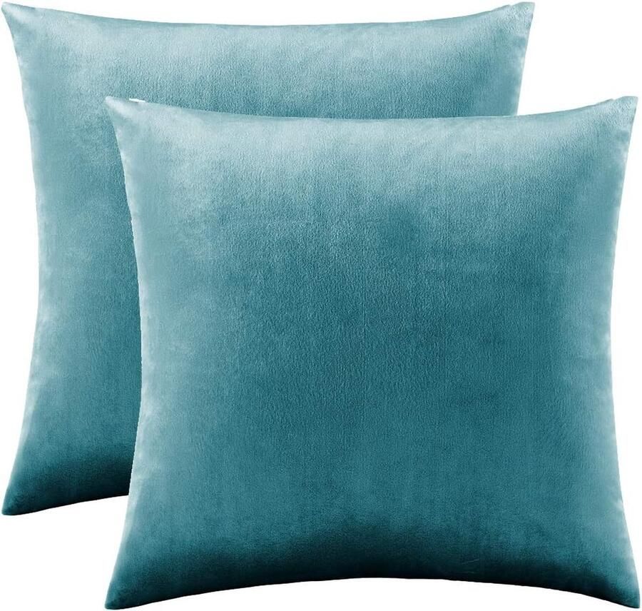 Kussenhoes set van 2 fluwelen sierkussenhoezen voor sofa bank slaapkamer auto 40 x 40 cm Decoratie Taling Blauwgroen