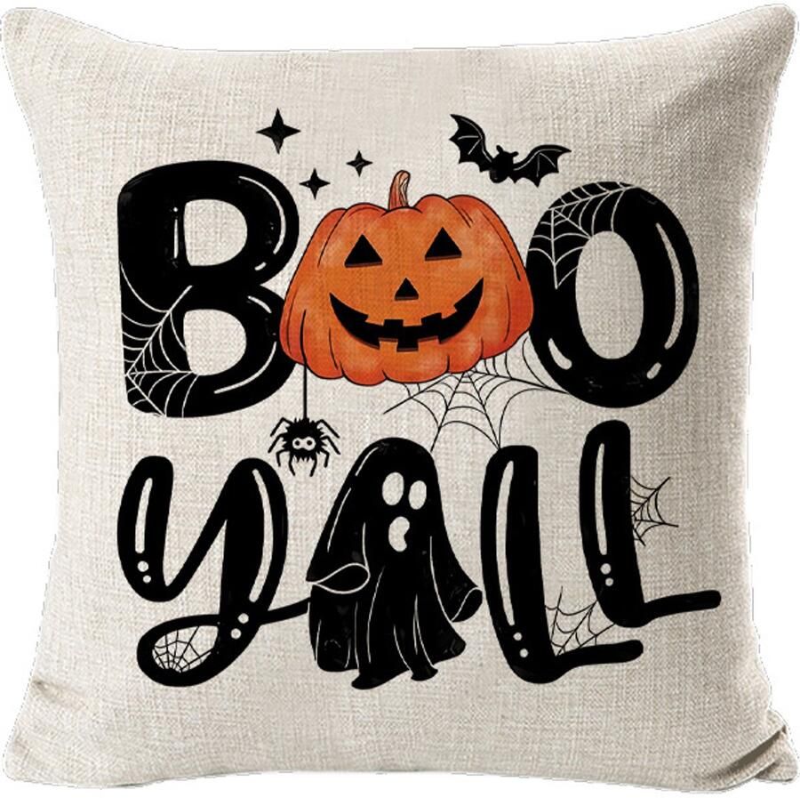 Kussenhoes Spook Halloween Decoratie 18x18 Inch Linnen Voor Bank Bed
