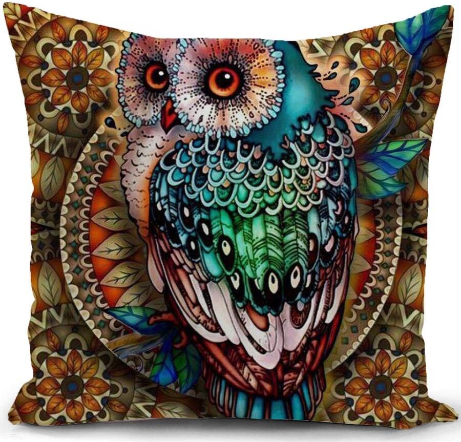 Boraboi Kussensloop met Uilenthema voor Decoratie Mosterdgeel Sierkussenhoes 45 x 45 cm voor Bank en Woonkamer