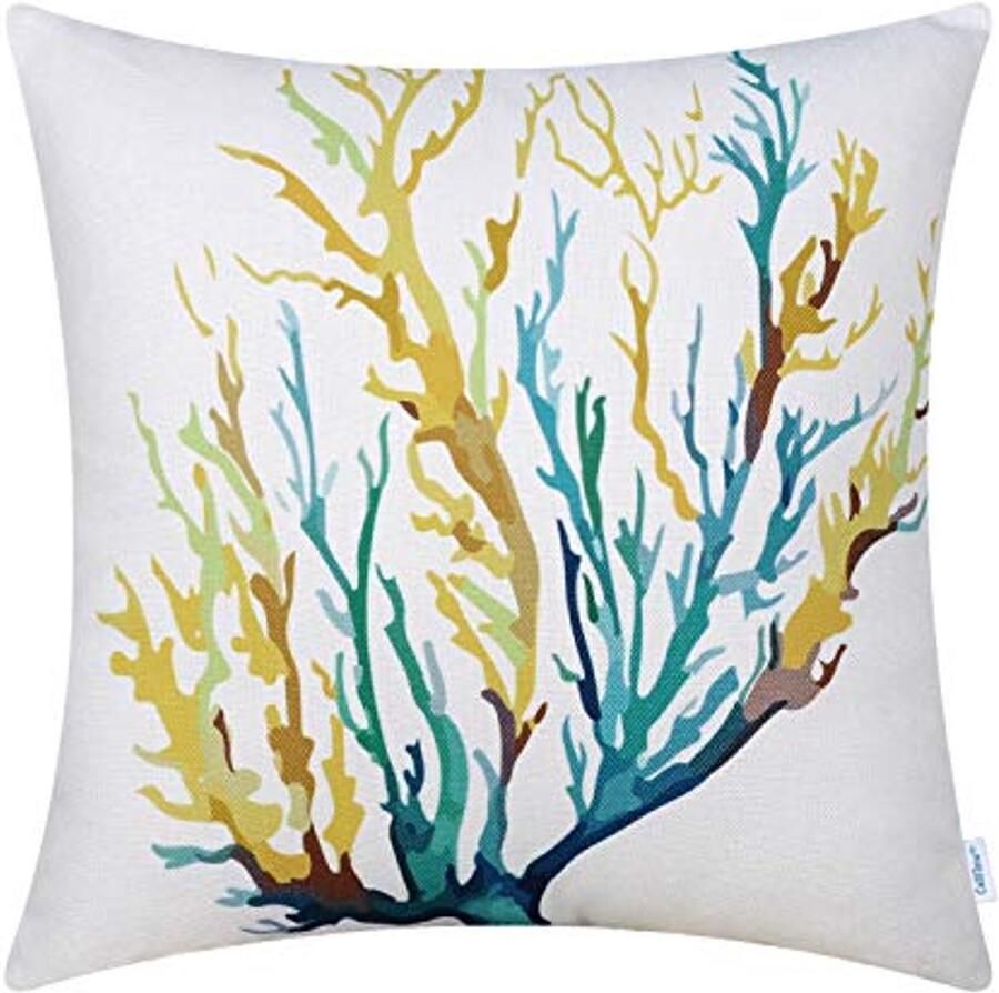 Kussenhoes voor bank met Aquarelle schilderij print 40x40 cm Zee Koraal Boom