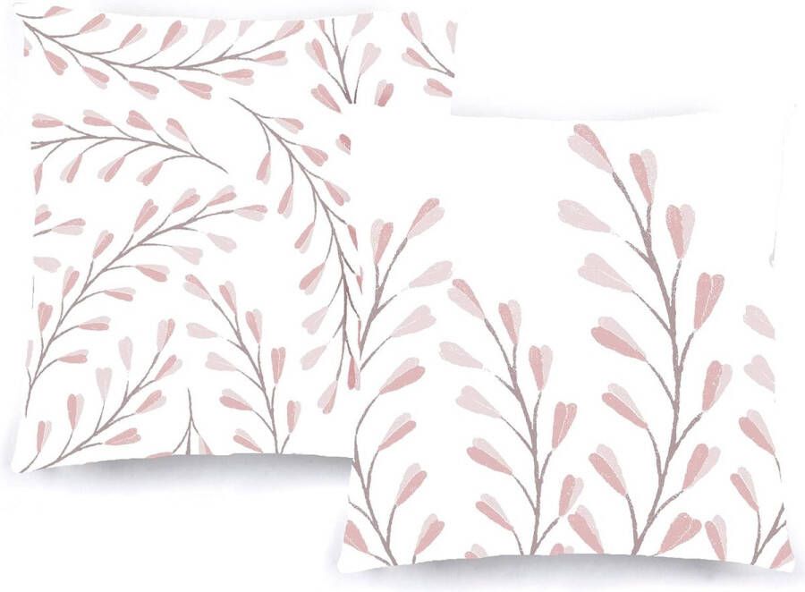 Kussenhoezen 20x20 inch (50x50cm) decoratieve kussenslopen (2 stuks) voor slaapbank stoel woonkamer tuin buiten gemaakt van zacht katoen met een Japans bloemmotief (roze bloemen)