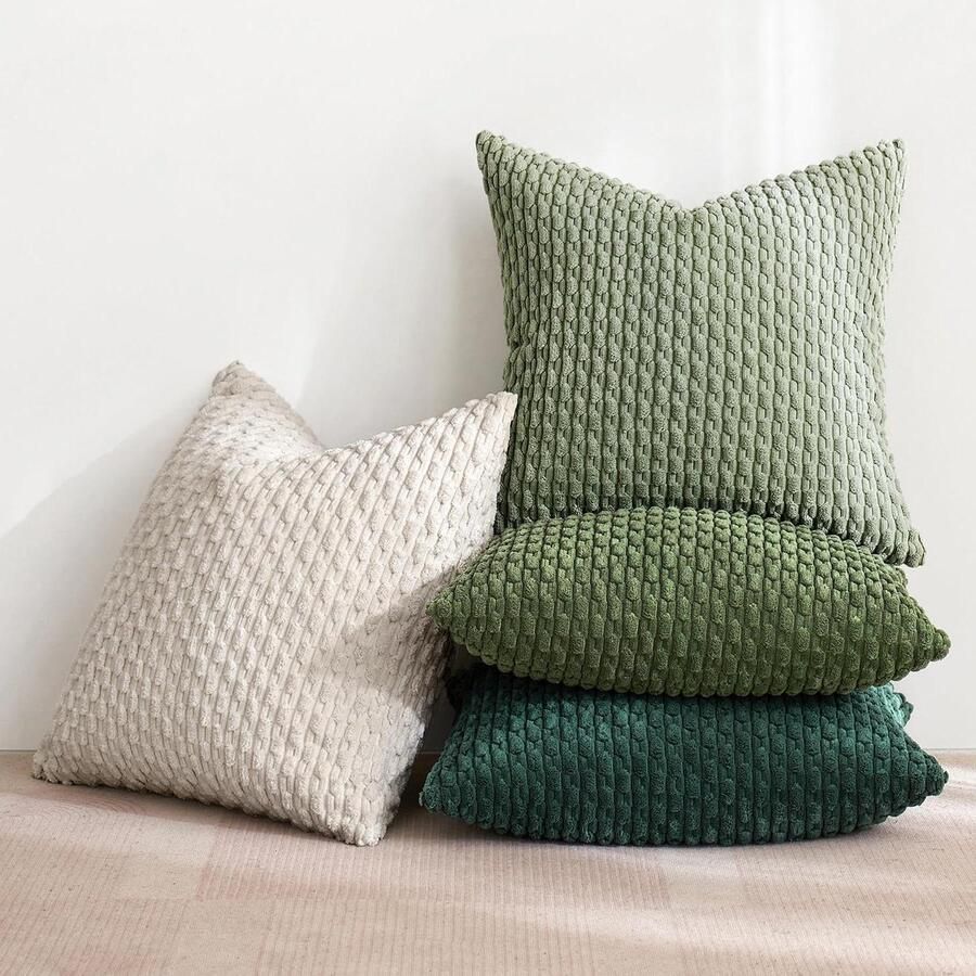 Kussenhoezen 4 stuks duurzaam vierkant modern zacht decoratief voor woonkamer slaapkamer huis stoel 45 x 45 cm groen