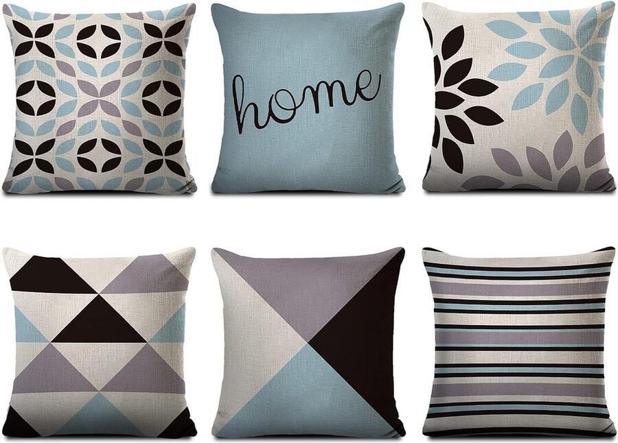 JGS Kussenhoezen 45 x 45 cm decoratieve kussensloop kussenhoes geometrisch patroon voor bank kantoor balkon terras binnenplaats stijl 7 set van 6