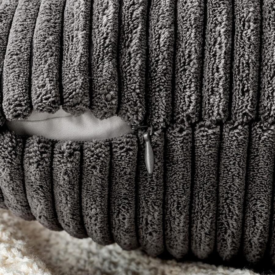 Kussenslopen Corduroy Vierkante Sierkussenslopen Gestreepte Zachte Sham Thuis voor Sofa Bank Slaapkamer Decoratieve Kussenslopen 16x16 Inch 40x40cm Set van 2 Grijs