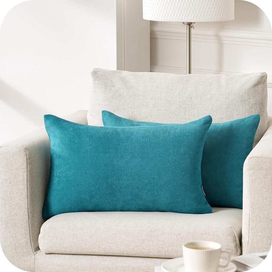 Kussenhoezen effen chenille deco-kussenhoezen met verborgen ritssluiting voor bank auto of bed set van 2 stuks