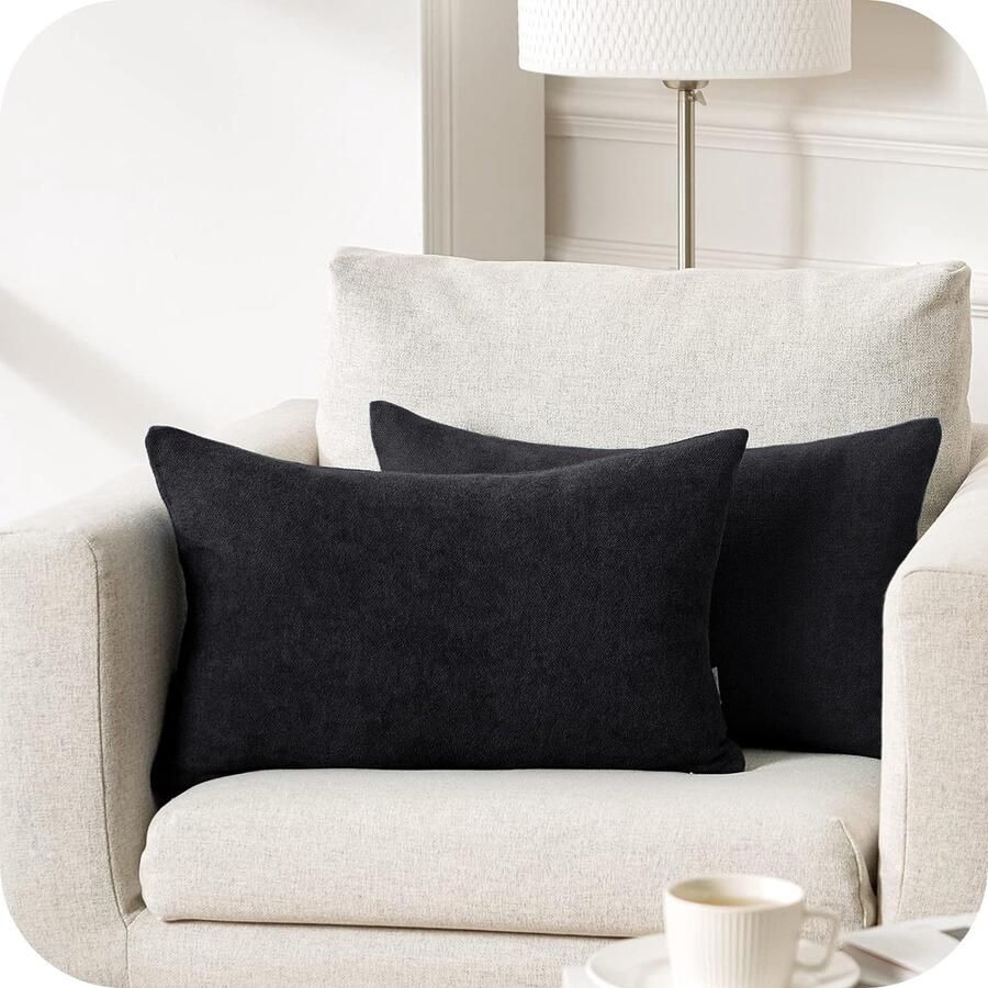 Kussenhoezen effen chenille deco-kussenhoezen met verborgen ritssluiting voor bank auto of bed set van 2 stuks