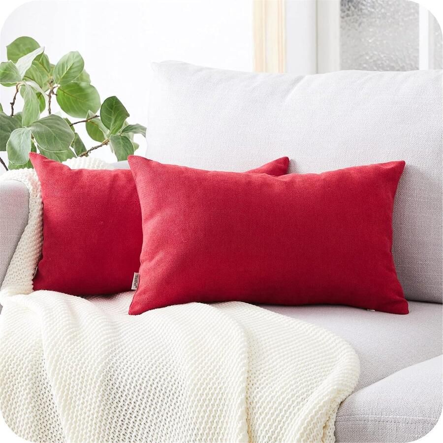 Kussenhoezen effen chenille deco-kussenhoezen met verborgen ritssluiting voor bank auto of bed set van 2 stuks