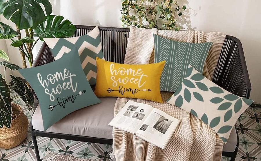 Kussenhoezen Set van 4 45 x 45 cm Decoratieve Kussenhoezen voor Slaapkamer Sofa Tuin en Stoelen