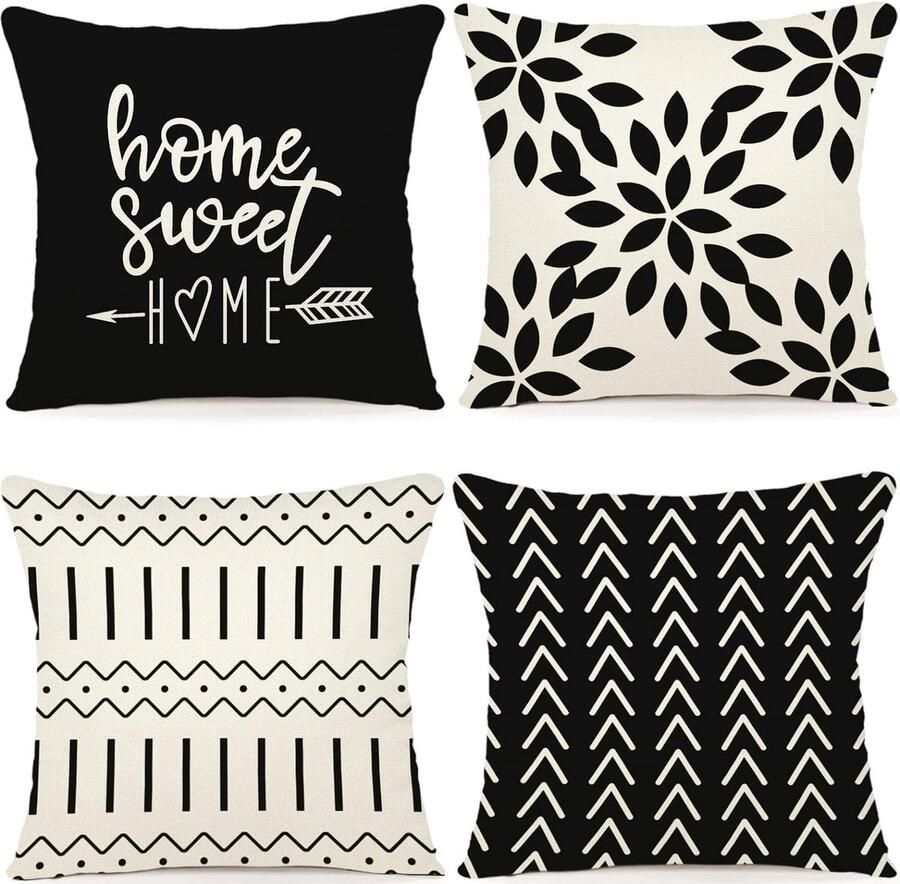 Kussenhoezen set van 4 linnen kussenhoezen decoratieve kussenhoezen voor bank tuin bed bankkussen 40 x 40 cm (set van 4)