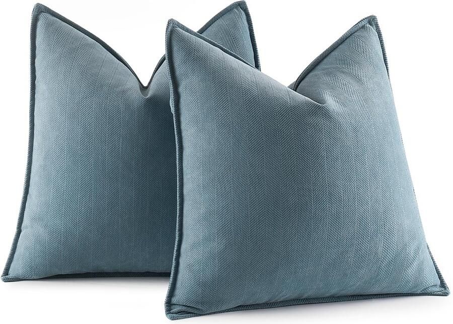 Kussenhoezen van Luxe Chenille met Elegant Design voor Woonkamer en Bank 50 x 50 cm Blauwgrijs Set van 2