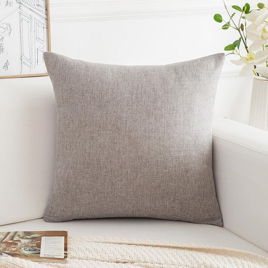 Kussenhoezen voor banken Set van 2 Kussenhoezen van fijn linnen Comfortabele sierkussenhoezen Moderne decoratieve kussenslopen Voor bank Woonkamer Bank Terras 45x45cm Lichtbruin - Foto 2