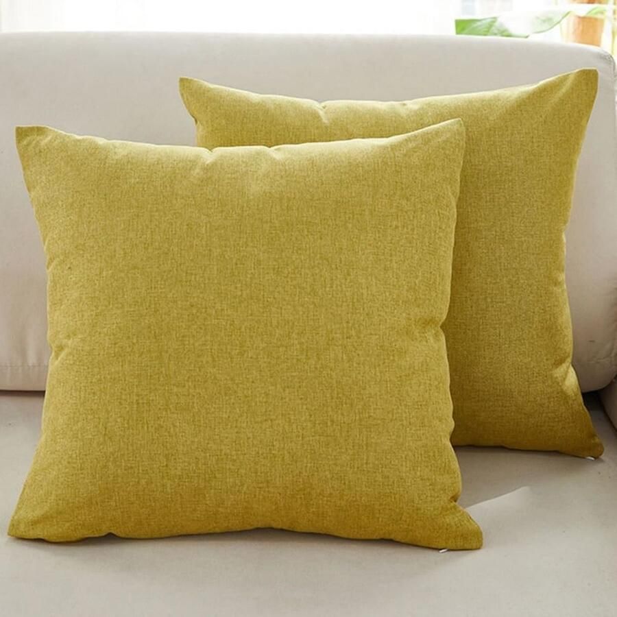 Kussenhoezen voor banken Set van 2 Kussenhoezen van fijn linnen Comfortabele sierkussenhoezen Moderne decoratieve kussenslopen Voor bank Woonkamer Bank Terras 50x50cm Lichtbruin