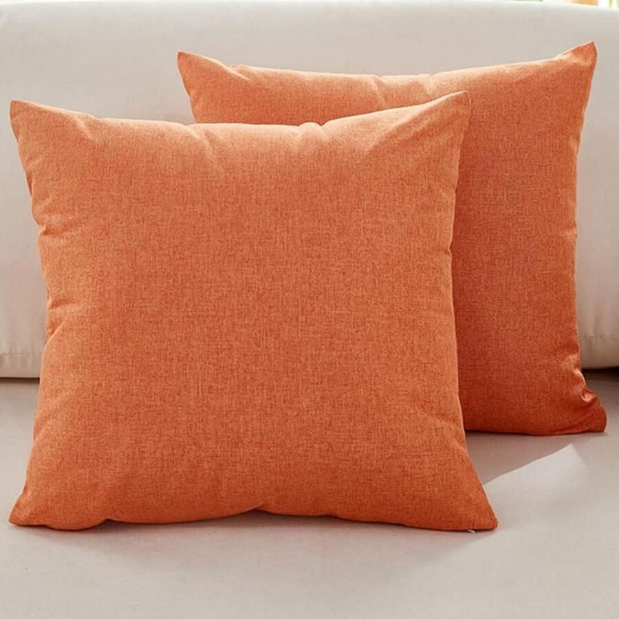 Kussenhoezen voor banken Set van 2 Kussenhoezen van fijn linnen Comfortabele sierkussenhoezen Moderne decoratieve kussenslopen Voor bank Woonkamer Bank Terras 45x45cm Lichtbruin - Foto 5