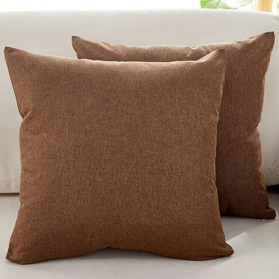 Kussenhoezen voor banken Set van 2 Kussenhoezen van fijn linnen Comfortabele sierkussenhoezen Moderne decoratieve kussenslopen Voor bank Woonkamer Bank Terras 55x55cm Lichtbruin - Foto 5