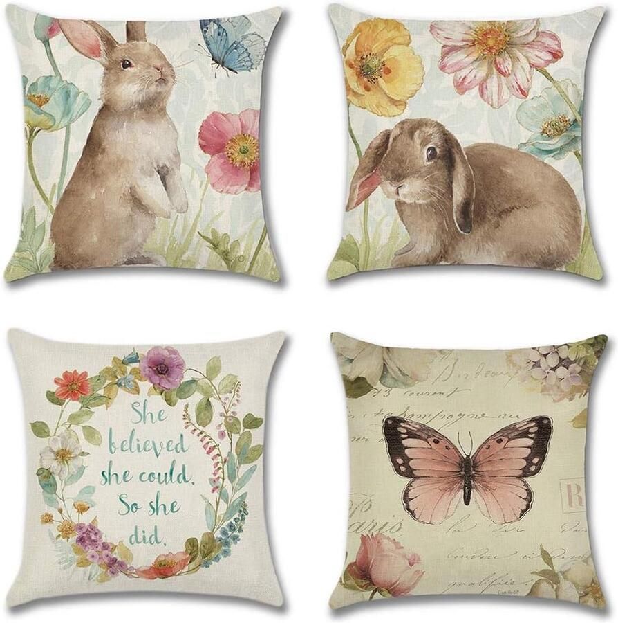 Kussenovertrek decoratieve 4-delige set van 45 x 45 cm linnen overtrekken sierkussenovertrekken voor de bank auto slaapkamer thuis ter decoratie 45 x 45 cm