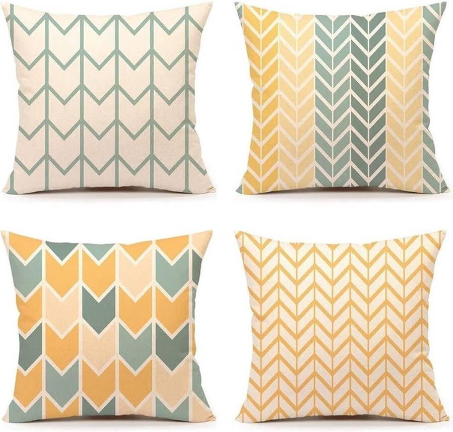 Kussenovertrekken linnen met geometrische patronen voor bank huiskamer auto decoratieve kussenovertrekken 45 x 45 cm verpakking met 6 stuks 45 x 45 cm