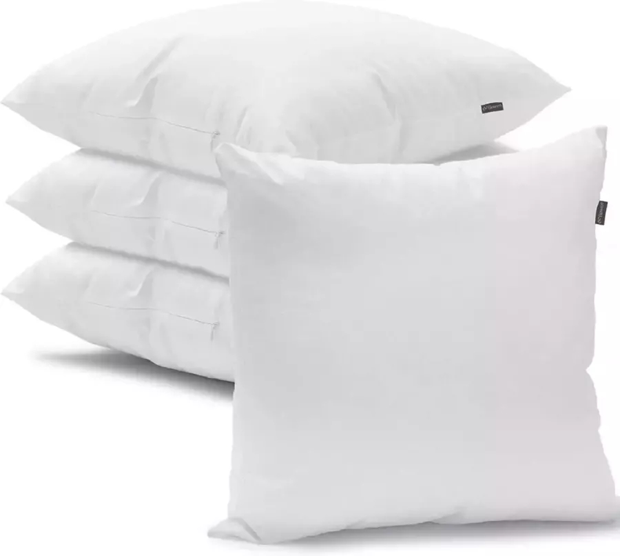 Kussens 45x45 Hoofdkussen Set van 4 sierkussens voor bed en bank Binnenkussen Hypoallergeen Bankkussens Anti-mijt Zachte Sierkussens met kussen lus katoen in polyester. Afneembaar en wasmachine bestendig