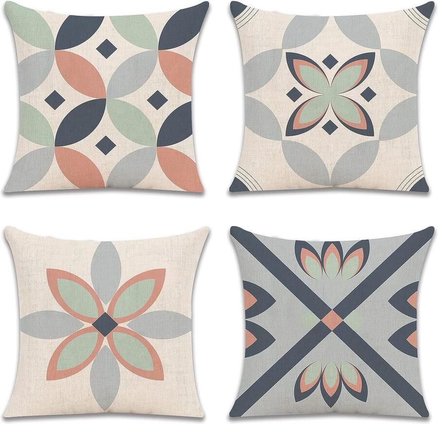 Kussens 50 x 50 cm 4 stuks moderne decoratieve minimalistische kussens voor bank houtdecoratie (50 x 50 cm grijs)