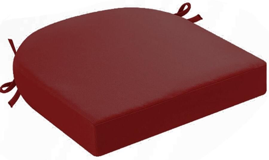 Kussens voor buitenstoelen set van 2 kussens voor tuinstoelen waterdicht met strikbanden zitkussens voor buiten kussens voor tuinstoelen eetkamerstoel 43 x 43 x 5 cm Wijnrood