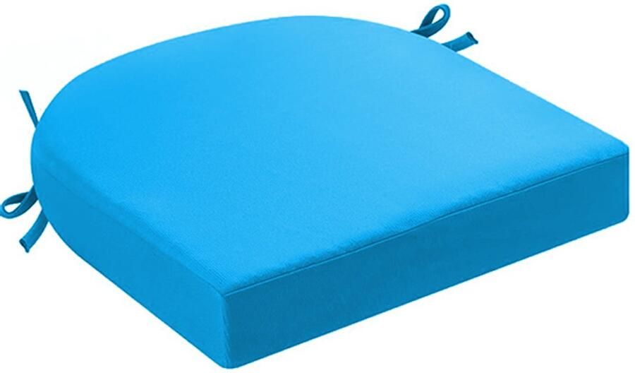 Kussens voor buitenstoelen set van 2 kussens voor tuinstoelen waterdicht met strikbanden zitkussens voor buiten kussens voor tuinstoelen eetkamerstoel 43 x 43 x 5 cm Hemelsblauw