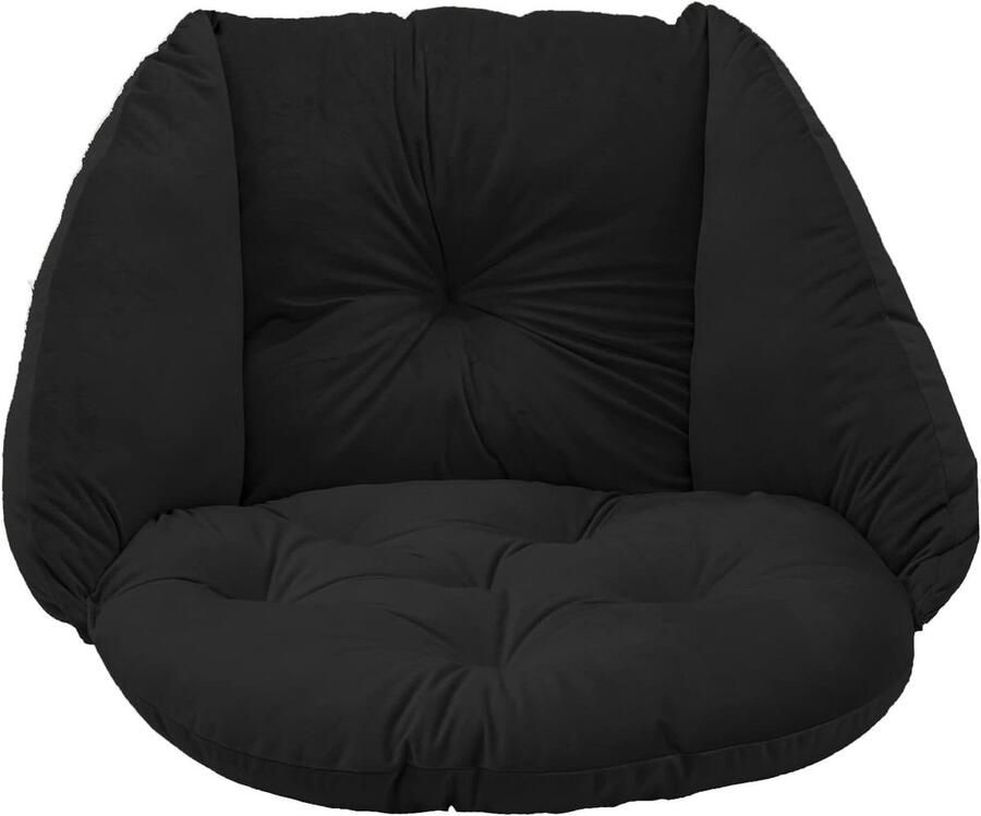 Kussens voor Hangstoel Rond Schommelkussen Zwart Hoogwaardige Fluwelen Kussen