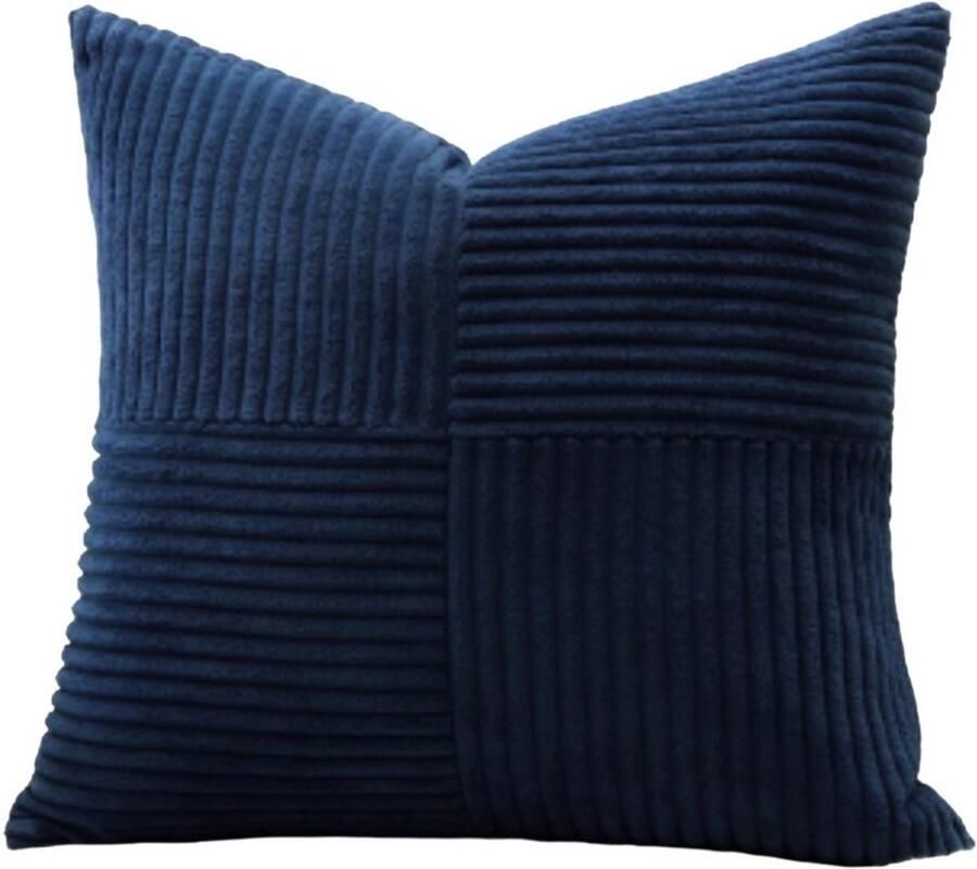 Kussensloop 1 stuk Decoratief kussensloop Zacht corduroy Effen vierkant kussensloop Boerderij bohemian stijl Gestreepte kruispatchwork kussenhoes Geschikt voor bank auto bed woonkamer 45×45cm