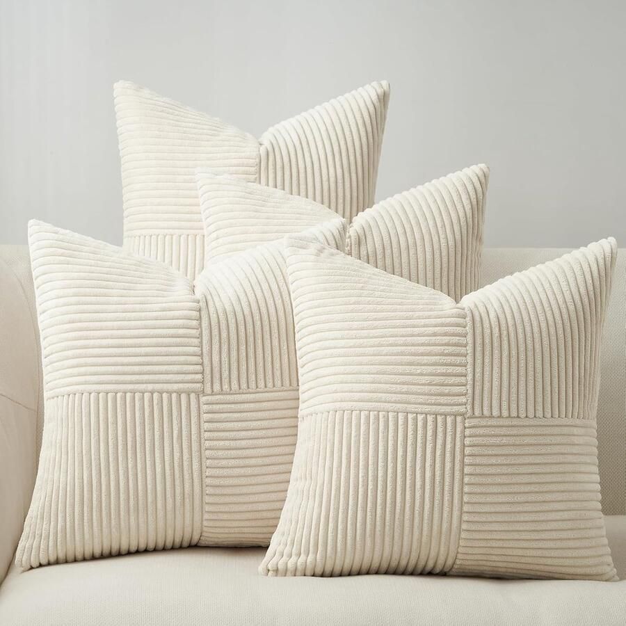 Kussensloop 40 x 40 cm crème 4 stuks windmolenvorm corduroy sierkussens voor bank slaapkamer woonkamer