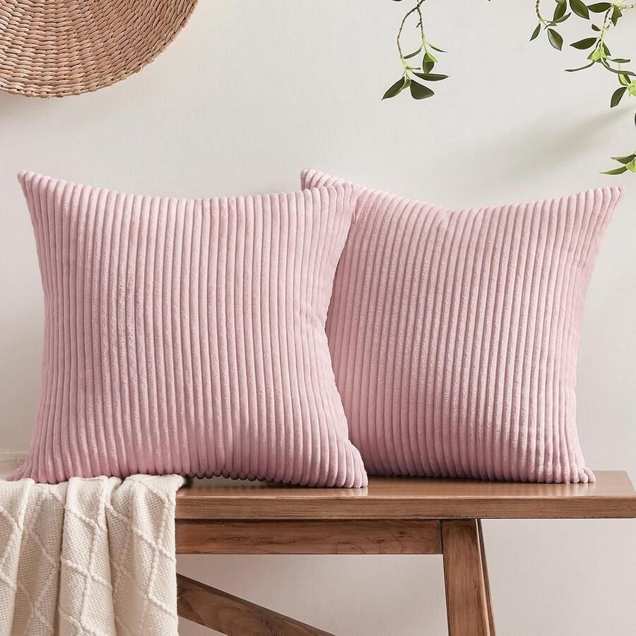 Kussensloop 40 x 40 cm roze pluizig 2 stuks kussenhoezen bankkussens sierkussens bankkussens esthetische decoratie voor bank woonkamer slaapkamer bed meisjeskamer