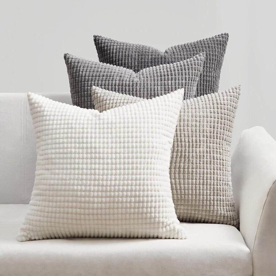 Allecto Plus Kussenhoezen Set van 4 Corduroy 40 x 40 cm Kleurverloop Decoratief Voor Bank Slaapkamer Woonkamer-Kussenovertrek Bankkussens Balkon Pluizig Kinderen Gezelligheid Voordelig Huisinrichting