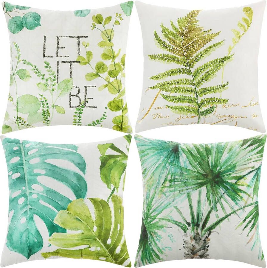 Kussensloop 45 x 45 cm boho-kussenslopen set van 4 decoratieve kussenslopen voor bank kantoor auto slaapkamer thuis decoratie (groen-fluweel)