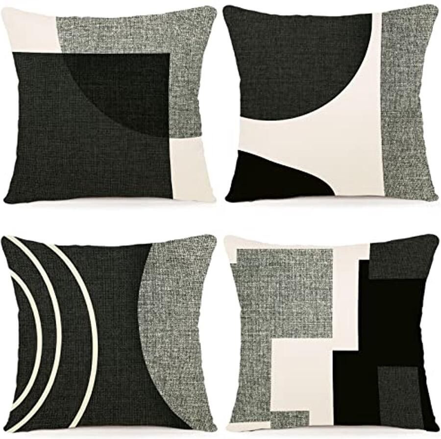 Kussensloop 45 x 45 cm set van 4 Geometrisch patroon sierkussenhoezen voor woonkamer en bank